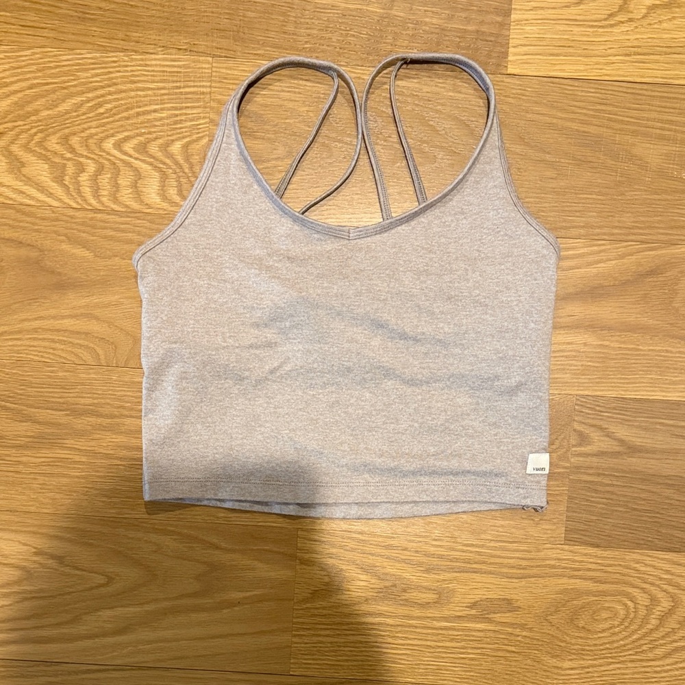 Vuori Heather Gray Cropped Strappy Tank